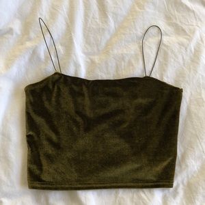 Cropped green velvet tank